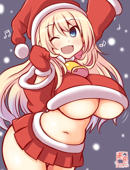 「提督、ぱんぱかぱーん …かーらーのー? メリークリスマース」#艦これ版真剣お絵描き60分一本勝負_20221211#愛宕 