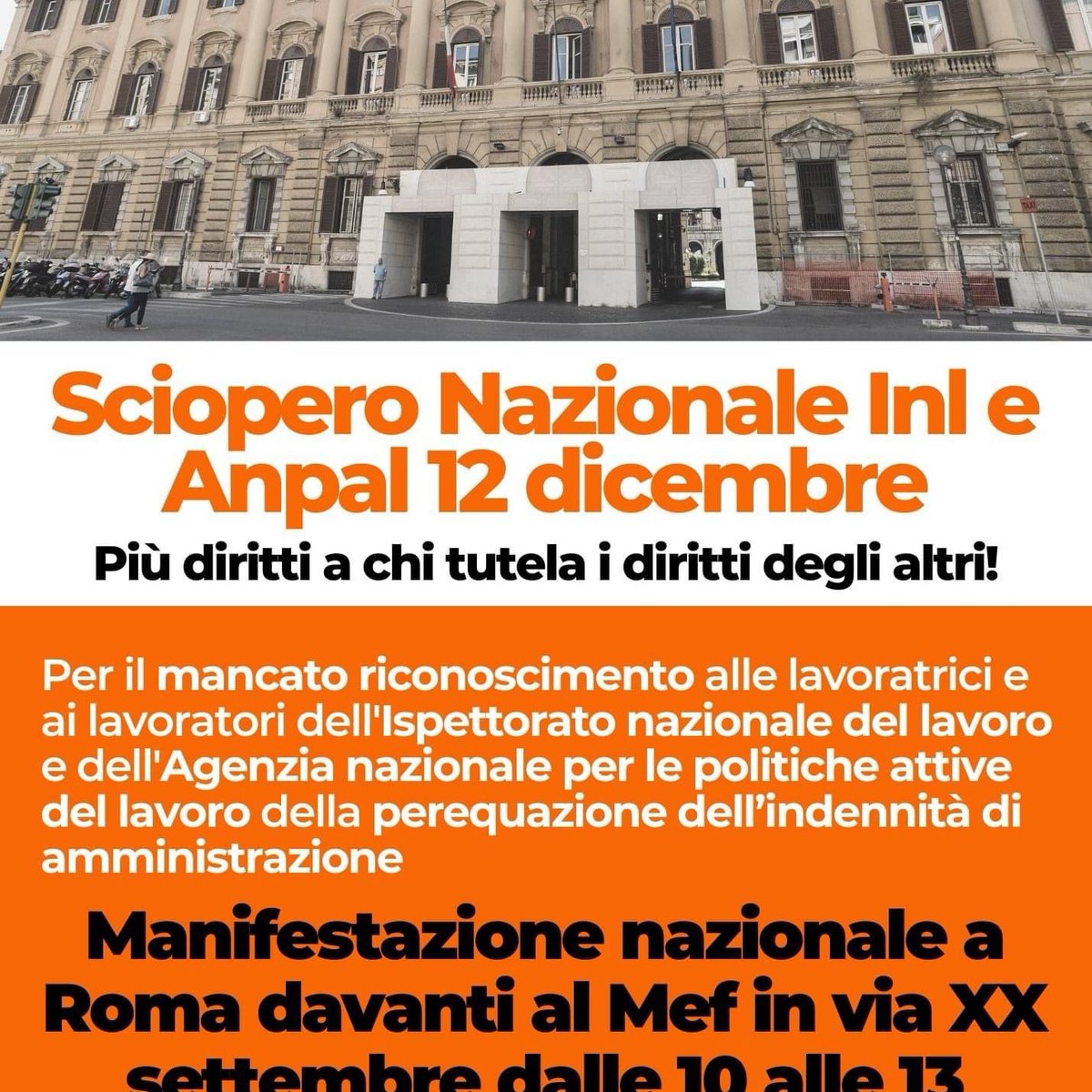 Paolo160376's tweet photo. Personale #ispettoratodelLavoro verso lo #sciopero12dicembre.
Il personale #INL vanta il primato dello stipendio più basso tra i dipendenti pubblici, perché escluso dalla perequazione.
Su diritti, salute e sicurezza non si risparmia!
Domani tutt* a #Roma
#tutelachitutela https://t.co/H3QoSHveRl