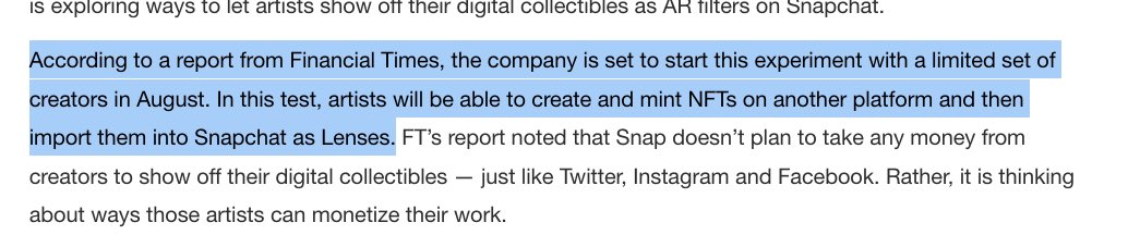 ika_xbt's tweet photo. 1. @Snapchat integrating NFTs via filters

2. Adidas / @indigo_herz releasing an AR filter while stating it is partnering with Snapchat for limited-edition drops

Could filter NFTs be a new hot trend in 2022? 🤔 https://t.co/UBlU8rFARH