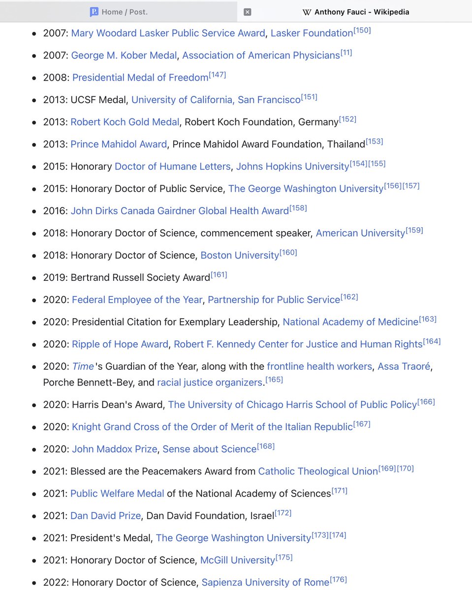Tony Fauci is a recipient of the Medal of Freedom and National Medal of Science (both from a Republican president); partial list of honors in photo. 
Elon Musk paid a $20 million fine and signed a consent decree after he was accused in federal court of securities fraud.
