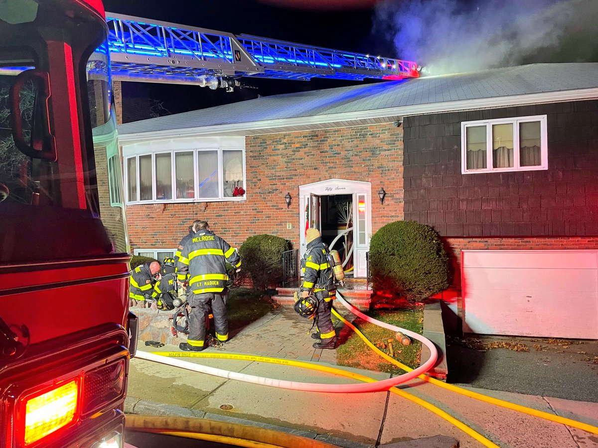 MelroseFF's tweet photo. Overnight companies battled a fire on Brunswick Park.  Just about a block away from our Tremont street firehouse. The close proximity of the station and a well staffed department are two big factors why this fire was kept to a "working fire" 
#staffingmatters @THE_PFFM https://t.co/GvoZJ3GoET