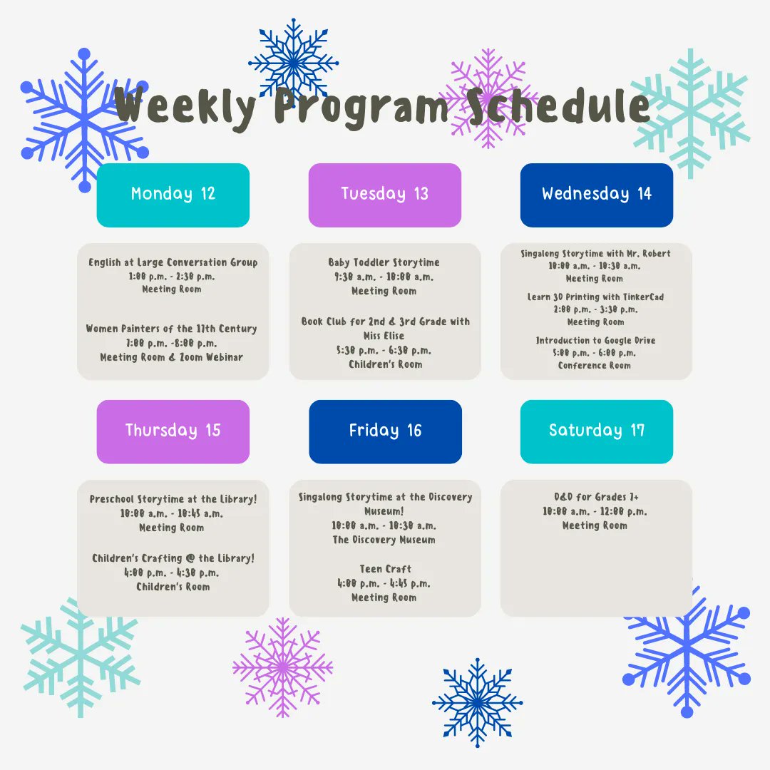 ActonMemLibrary's tweet image. Check out our upcoming programs for the week! #AML #ActonMA #WeeklyPrograms