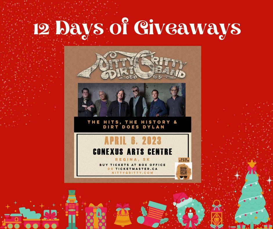 conexusartscntr's tweet photo. Like, comment, or RT for your chance to win two tickets! Random draw tomorrow at 11:00 AM. Nitty Gritty Dirt Band, on Thursday, April 6 at 8:00 PM!
#nittygrittydirtband #12daysoftickets #contest #12daysofchristmas #giftidea #christmas #yqr #seeyqr #yqrevents https://t.co/5Q4WNRtChQ