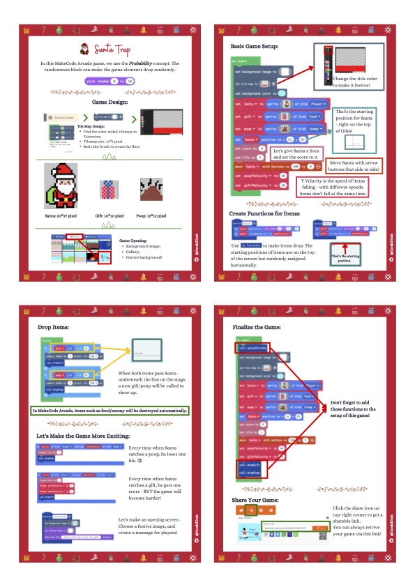 #Christmas is almost here! #edtech integration happens in the last week with #math classes - design a #festive game on <a href="/MSMakeCode/">Microsoft MakeCode</a> called #SantaClaus Trap to bring some holiday vibes. Thanks to <a href="/desertclimber/">Dalton Flanagan(he/him)</a>'s idea. Click here for the full instructions: linktr.ee/CoraEdTech