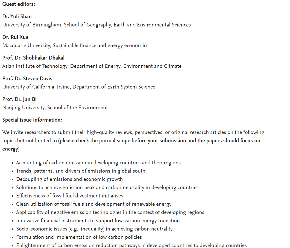 yuli_shan's tweet image. CALL-FOR-PAPERS We are editing a Special Issue in Applied Energy and Advances in Applied Energy: "Emission accounts and carbon neutrality in developing countries". @yuli_shan  @Davis_StevenJ @ShobhakarAIT @GEES_schools @GeogBham @geology_bham @EVS_Bham @LES_UniBham @MQ_CCSEF