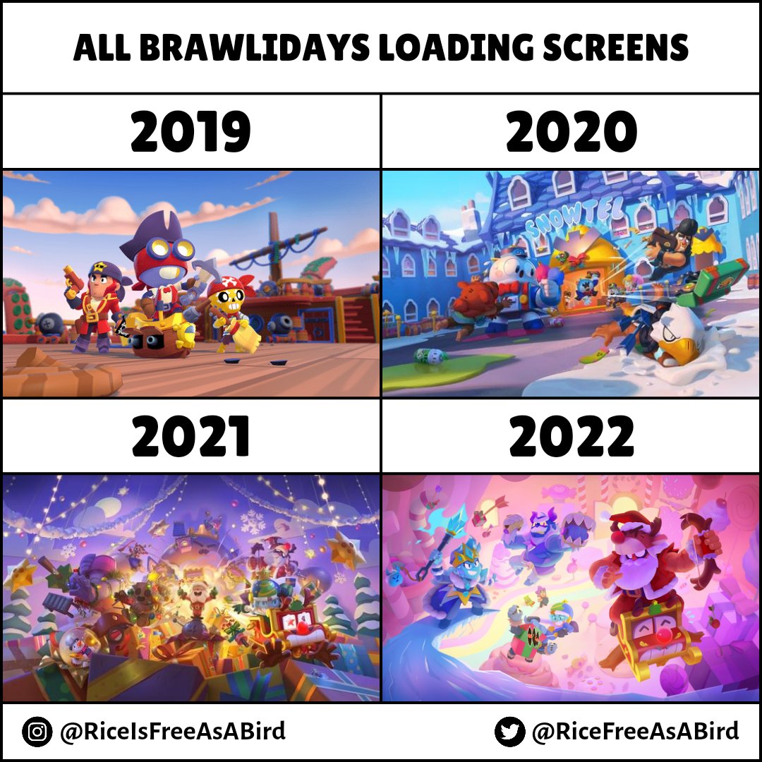 RiceFreeAsABird's tweet photo. All Brawlidays Loading Screens! ❄️
(The Snowtel one was actually for Season 4 but it was also for Brawlidays 2020)
#brawlidays #candyland #frostqueenamber #krampusash #yetisam #classicshelly https://t.co/zOyfE2gDjl