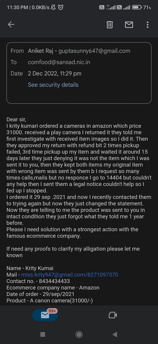 Aniket99168751's tweet photo. @AmazonHelp 
@amazonIN 
@amazonpay 
@amazonIN_victim 
@AmazonUK 
@JeffBezos 
@jagograhakjago 
#Amazon 
#amazonindia 

No any response with any team who handle this one year waiting but problem not solved till https://t.co/VjHNnH83vK