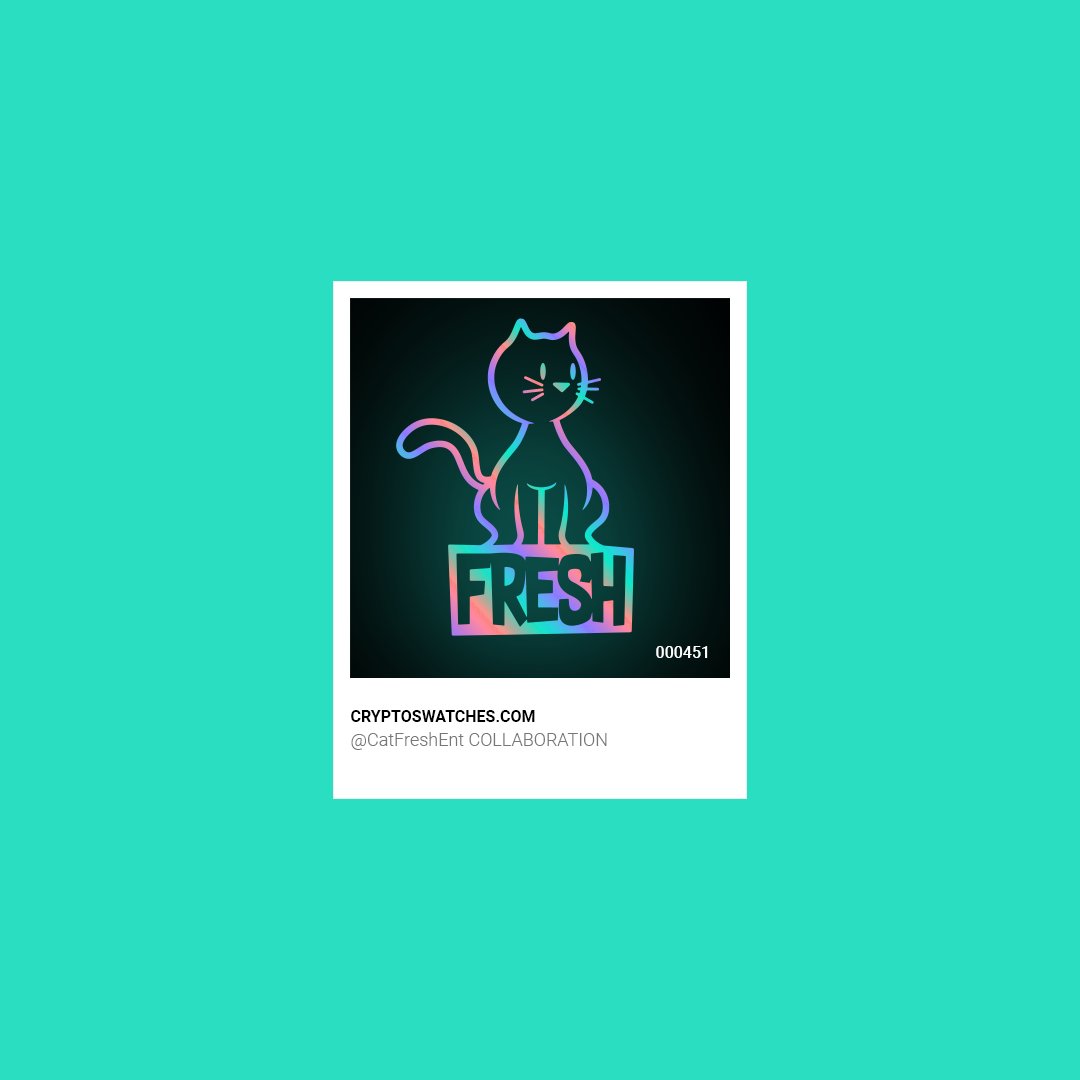 #NFTGiveaway by <a href="/CatFreshEnt/">Cat Fresh</a> &amp; <a href="/cryptoswatches/">Crypto Swatch</a>

One of my❤️collabs in #WAXNFT is made by CatFresh and Crypto Swatches
Especially love the poem!
cryptoswatches.com/catfreshent/

We draw 2 pictured NFTs in 96 hours
- retweet
- follow <a href="/cryptoswatches/">Crypto Swatch</a> &amp; <a href="/CatFreshEnt/">Cat Fresh</a> &amp; me
- show your💓for WAX