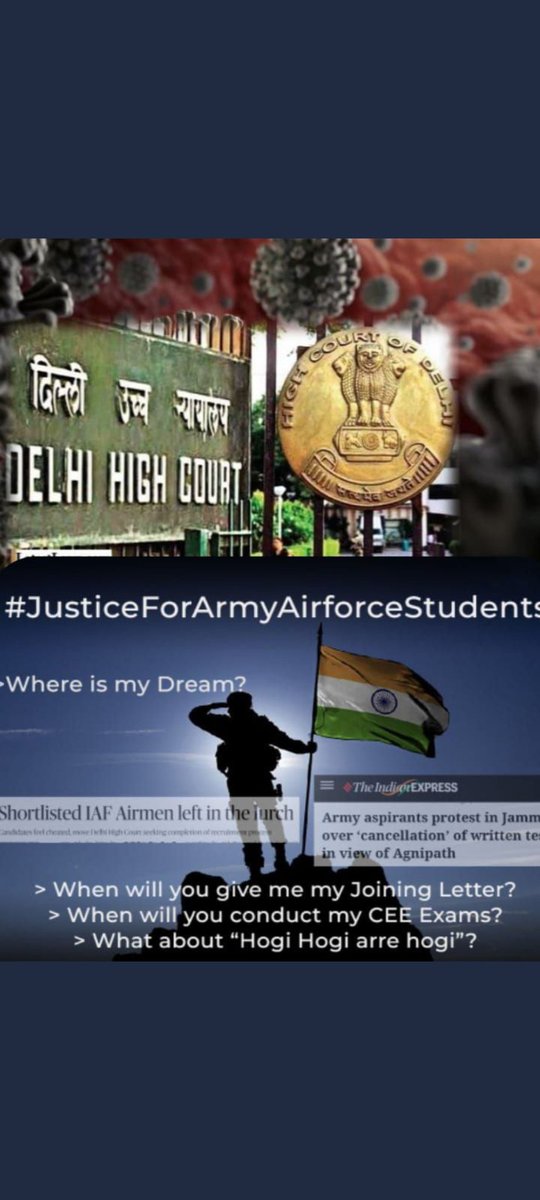 ASakhaniya's tweet photo. #JusticeForDefenceStudents
@DefenceMinIndia @PMOIndia @narendramodi @RahulGandhi @hanumanbeniwal @NidhiTanejaa
 We want Airforce joining and 
Army CEE exam.
We want justice ⚖ from Court 
Not by Ministers https://t.co/bJFFo359gN