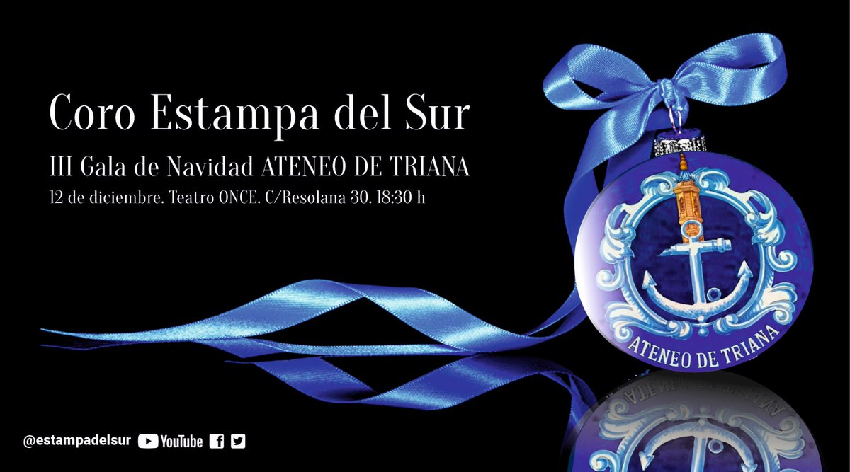 estampadelsur's tweet photo. Entre Triana y Sevilla cantando por Navidad: Mañana 12 de diciembre en la III Gala de Navidad del #AteneoDeTriana en el teatro de la @ONCE_oficial en C/Resolana 30.
#YaEsNavidad, #Navidad2022, #Sevilla, #MiDistrito, #Triana, #Macarena https://t.co/MMFRk3yzYa