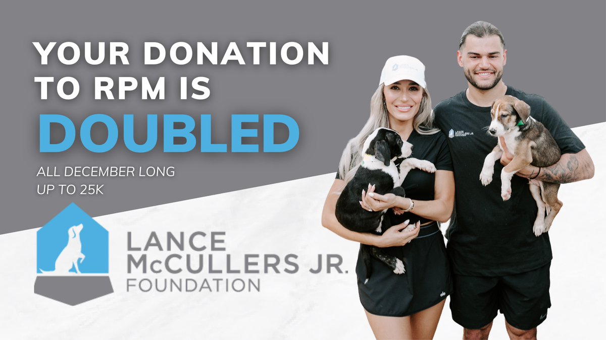 We are thrilled to announce The Lance McCullers Jr. Foundation will be matching all donations to RPM for the month of December up to 25k! Please consider donating today!  rescuedpetsmovement.networkforgood.com/projects/18071…💙🐾  <a href="/LMcCullersJrFdn/">Lance McCullers Fdn.</a> @lmccullers43 <a href="/AthletesCauses/">Angels+Causes</a>