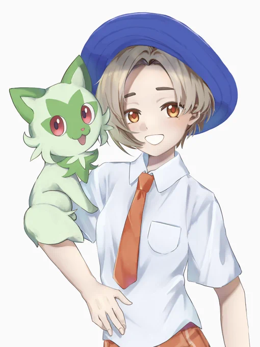 自キャラと最初に選んだニャオハポケモンSV楽しい〜 #ポケモンSV 