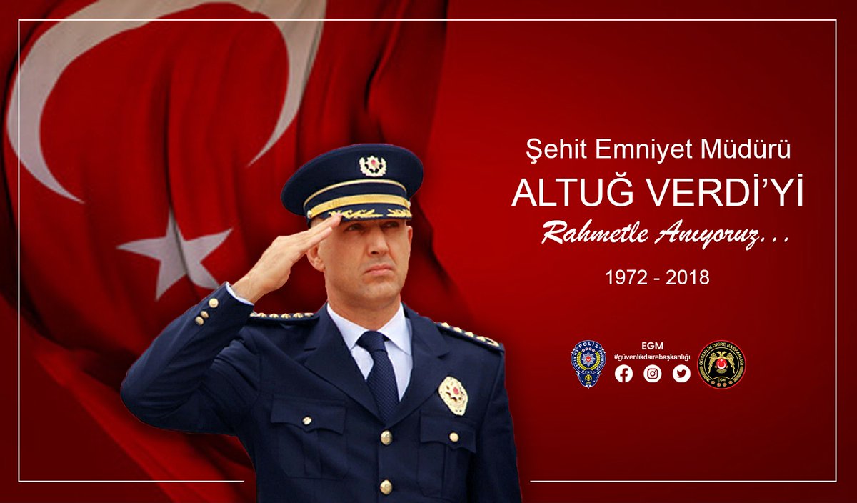 Rize Emniyet Müdürümüz Altuğ VERDİ'yi şehadetinin dördüncü yılında saygı ve rahmetle anıyoruz.
Ruhu şad olsun.