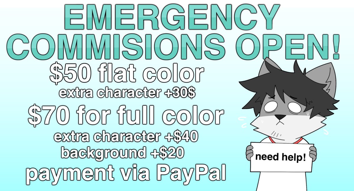 EMERGENCY COMMISSIONS OPEN! (again...) It so happened that I need to pay about $700 for the rent of an apartment by the end of the week 💀💀💀 and Im opening an emergency commissions! I really hope for your support, and retweets are really appreciated!🥺 DM if you are interested!