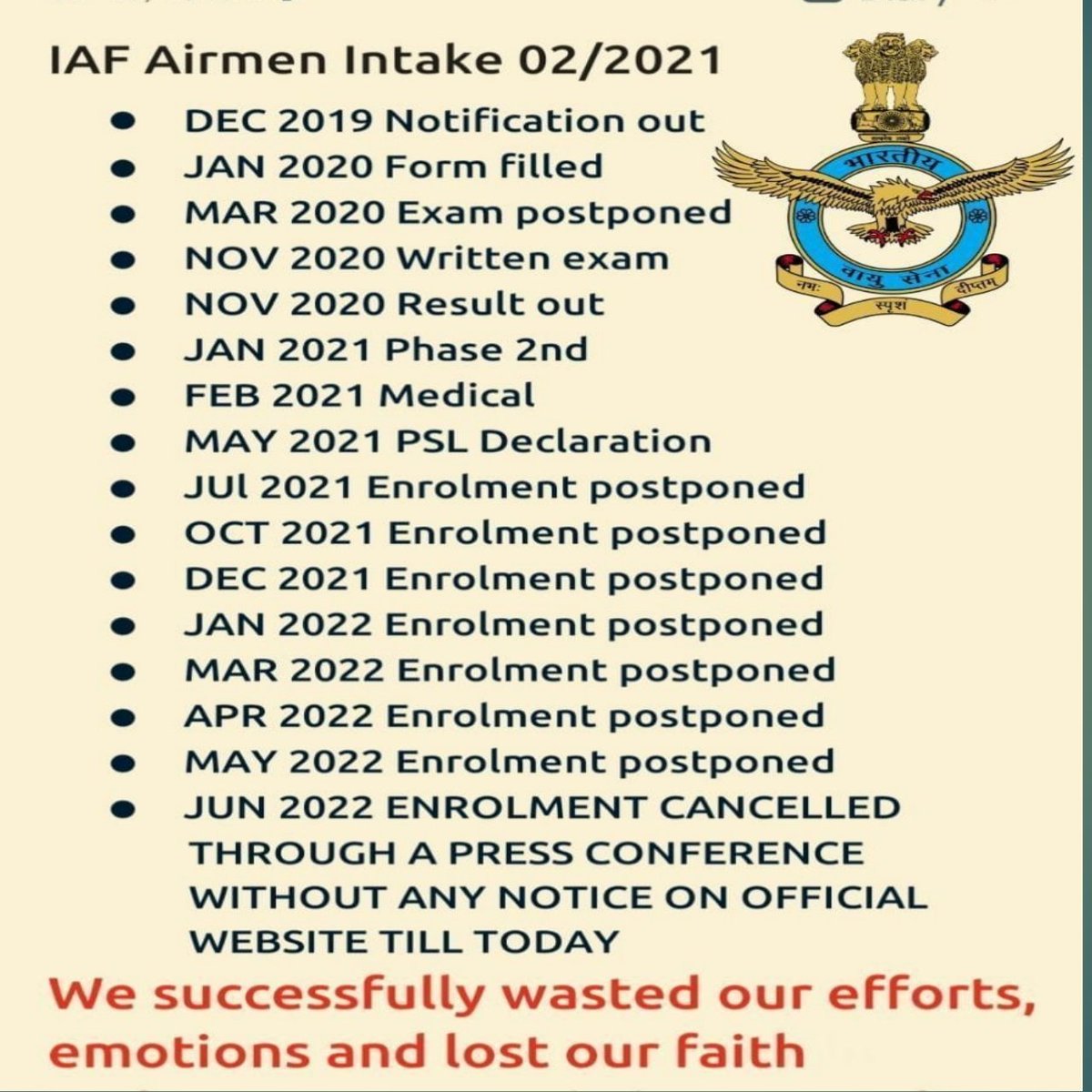 vikkich36390642's tweet photo. Airforce joining do..we want justice we want joining #JusticeForDefenceStudents @RahulGandhi @INCIndia @INCMinority @GeneralBakshi  @YashMor5 https://t.co/NRp9lEzKbM