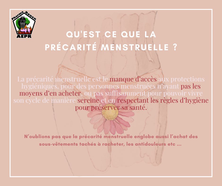 #Calendrierdelavent | En ce 1️⃣0️⃣ ème jour de décembre, l'association des étudiants en #pharmacie de Rouen (cc <a href="/AeprCorpo/">AEPR - Corpo Pharma Rouen</a>) vous propose des infographies sur la #précarité menstruelle 🩸