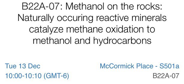 GreenRustOne's tweet photo. Tuesday morning please check out our PhD candidate @orionfarr and his @theAGU oral presentation on reactive iron mineral interactions with methane! Session B22A-07 #AGU #greenrust https://t.co/7LCpsOyqVh