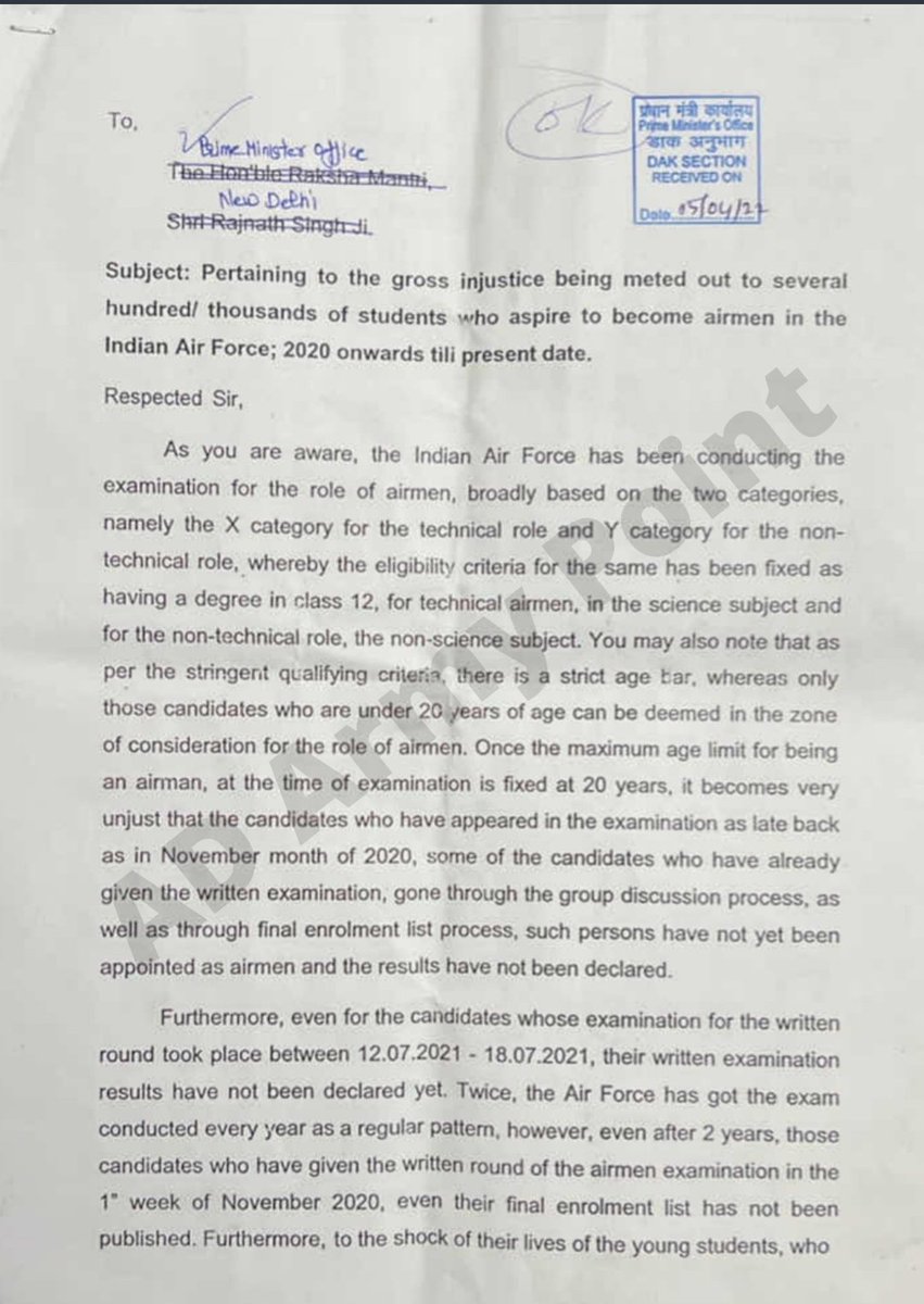 RockyR73639420's tweet photo. Declare airman xy results and complete pending recruitment of airforce and army #JusticeForDefenceStudents https://t.co/87YV7NvRh1