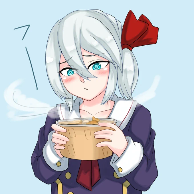 アチアチおでんをフーフーするツチノ子ちゃん 