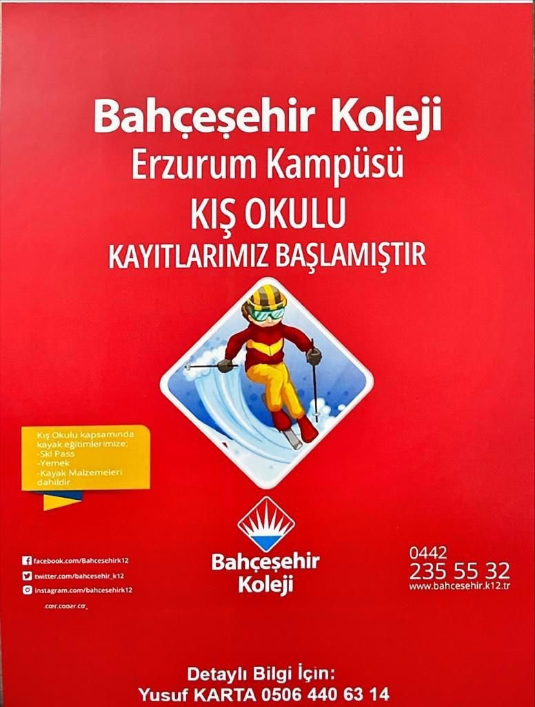 Bahçeşehir Koleji Erzurum Kampüsü olarak Kış Okulu kapsamında 23 Ocak - 3 Şubat tarihleri arasında ki kayak kampımıza kayıtlarımız başlamıştır. <a href="/bahcesehir_k12/">Bahçeşehir Koleji</a> <a href="/BK_Erzurum/">BK_Erzurum Kampüsü</a>