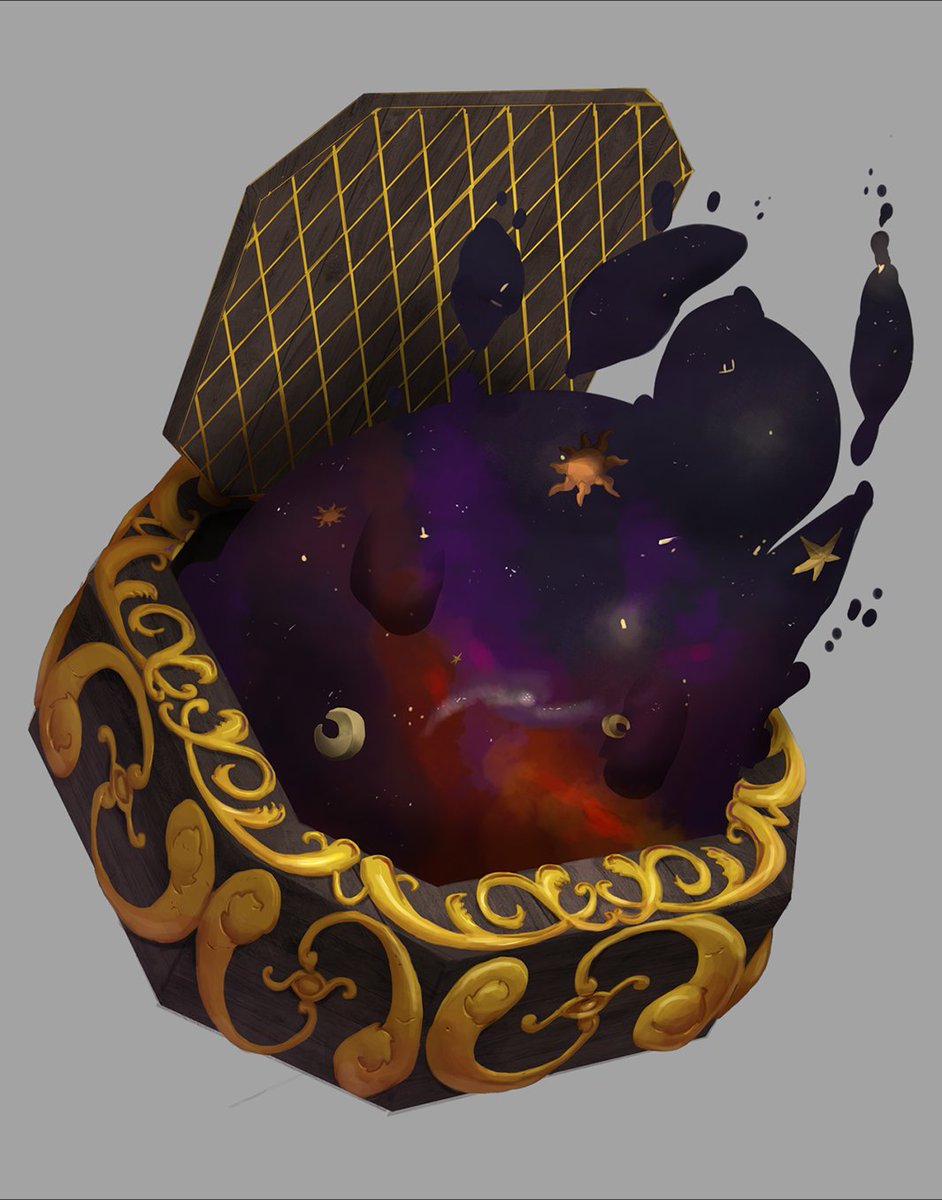 crowswaltz's tweet photo. cosmo in a box / midas mask #digitalart #digitalpainting #digitaldrawing #artwork #conceptart #digitalconcept #artworkdigital #artworkpainting #illustration #digitalillustration #fantasy #fantasyart #fantasyconcept #conceptfantasy #props #propsdesign https://t.co/qK6sADY23c