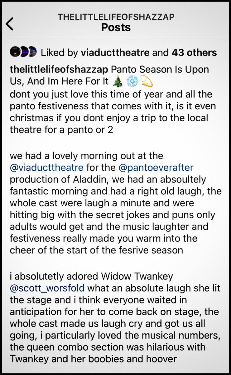 PantomimeUk's tweet photo. The first amazing reactions are already coming in.
⭐️ “Superb from start to finish”
⭐️ “The whole cast were laugh a minute” 
⭐️ “Hitting big with jokes and puns” 

Christmas Eve performances have already sold out, but we are performing until Boxing Day @theatre_viaduct https://t.co/SaQbkQnIpd