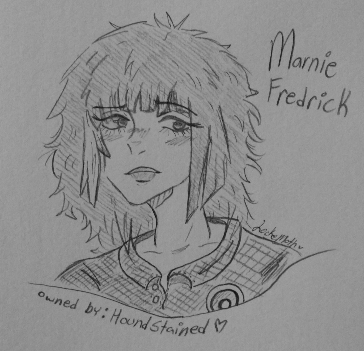 lockemoth's tweet photo. My first art post eyoo!! 
A small doodle gift for @houndstained <33 
Marnie has such a wonderful character design, I'm excited to draw more of your character's in the future! 🖤 https://t.co/mo5eWKeE64