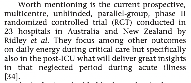 Thank you to Carla Gressies and Prof <a href="/SchuetzphS/">Philipp Schuetz</a> for mentioning <a href="/INTENTnutrition/">INTENT nutrition RCT</a> in your article- only 8 patients to go!!!!!

Nutritional issues concerning general medical ward: feeding patients recovering from critical illness journals.lww.com/co-clinicalnut…
