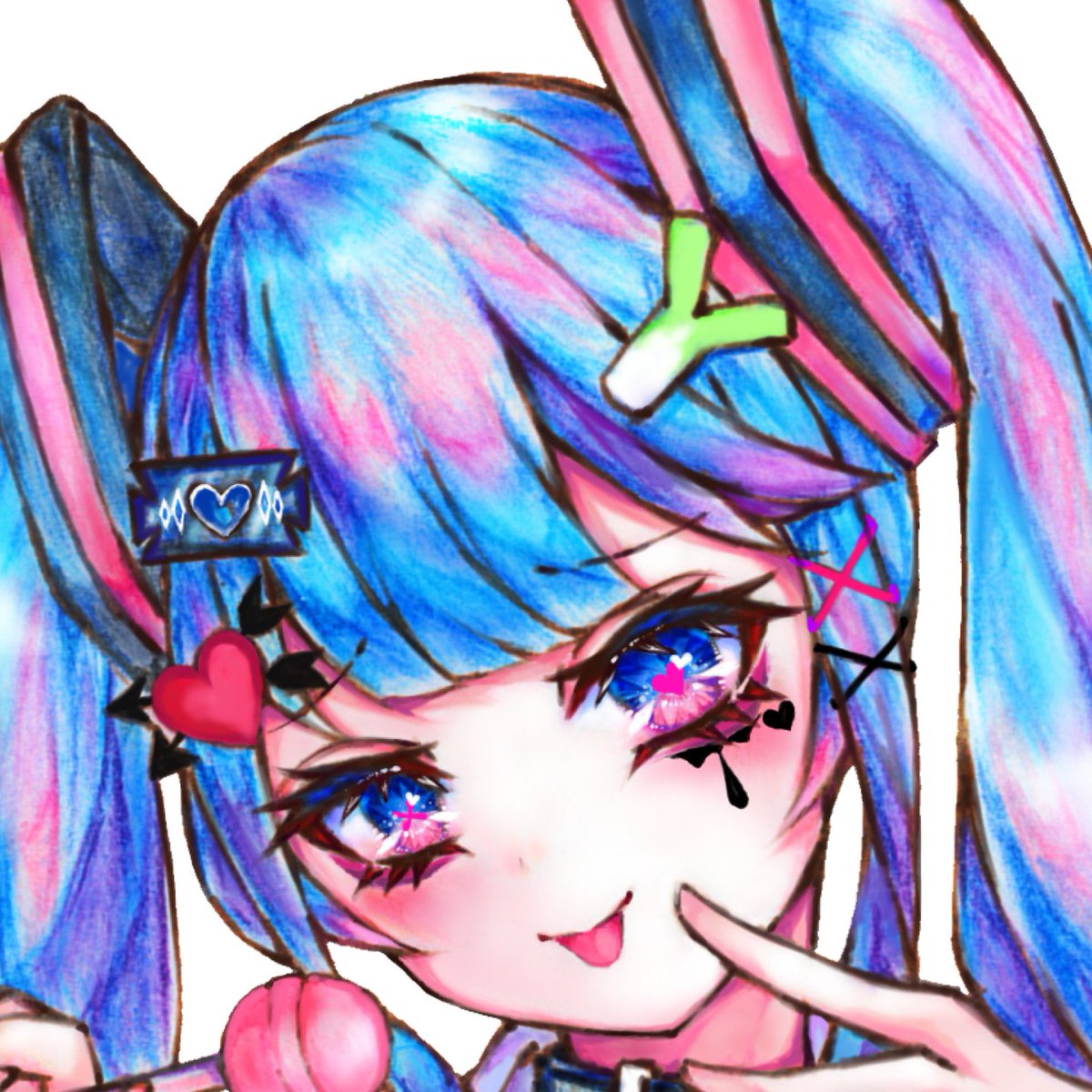 初音ミク 「お顔部分! 」|チョコラテ□■のイラスト