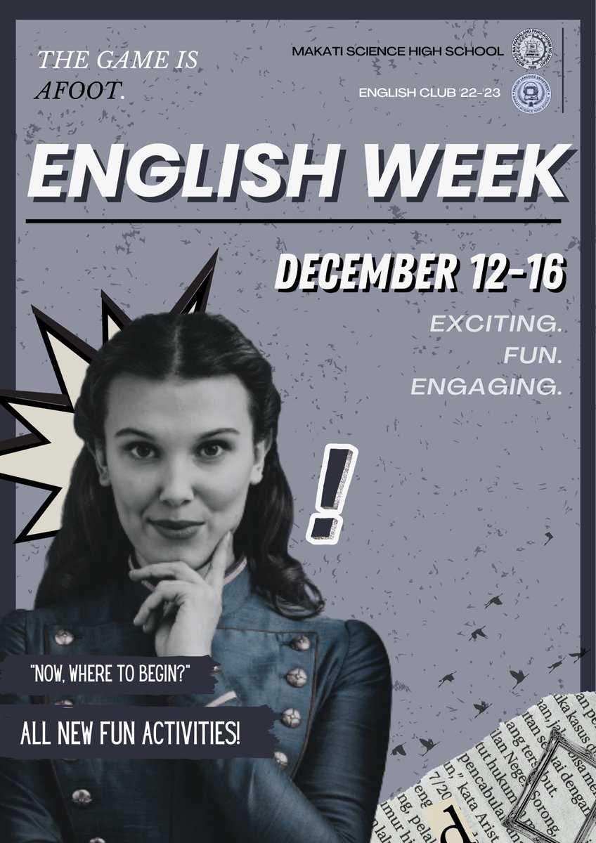 EnglishClubMSHS's tweet photo. 📍The game is afoot.

Missed the thrill?😔 Want to also untangle mind-boggling cases with us? Don't fret for everything doesn't cease there.😉

Lo and behold, the ‼️English Club‼️ has returned !! https://t.co/rsqOM8aDAd