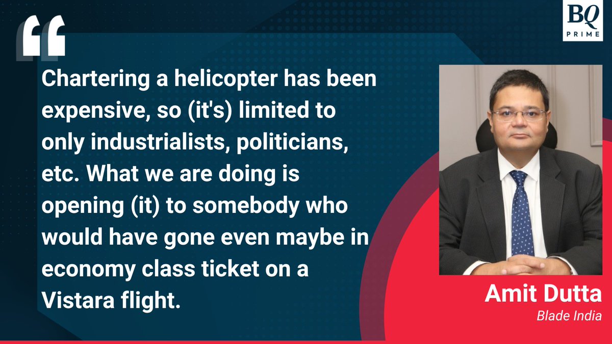 NDTVProfitAlpha's tweet photo. Electric aircraft will disrupt urban air mobility from 2025 onwards, according to #BladeIndia's Amit Dutta.

Read more in @vinaykhulbe1's report: https://t.co/7A8LhZiicz https://t.co/lqNZTJG94U