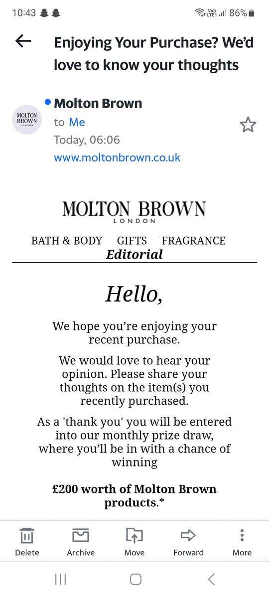 lynnek127's tweet photo. @KaoGlobal @MoltonBrownUK Are you having a laugh? Am i enjoying my purchase that hasnt shipped yet? Email just received from you! But you have my money! #shameful #appalingcustomerservice https://t.co/uu588bYjri