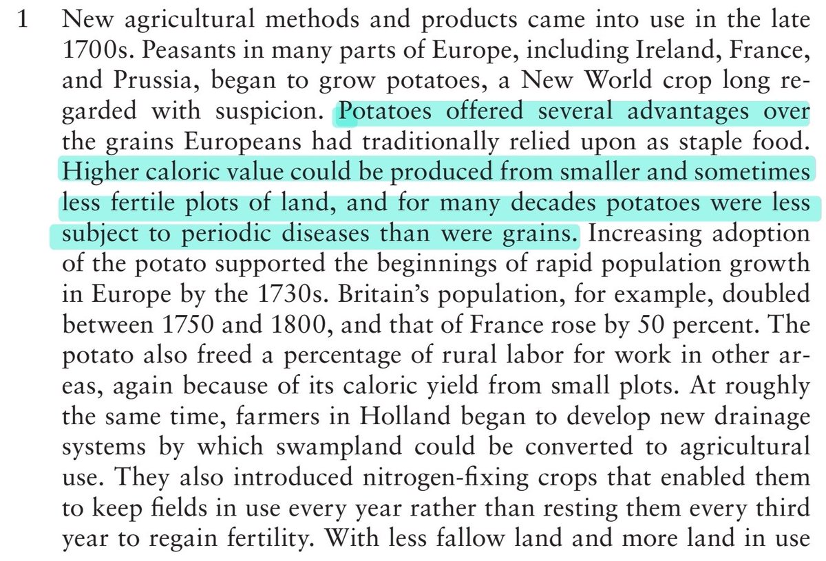 Indian_Anthro's tweet photo. Peter Stearns enlists three major factors which facilitated industrial revolution in 18th century Britain : Cultivation of potato which had higher calorific value, capitalist system which created demands for products and the advances in science like the steam engine. https://t.co/Ks7VHbNLNe