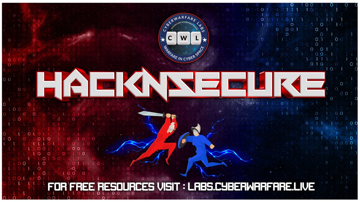 cyberwarfarelab's tweet image. 🎯Increase your skills in no time🎯
Practice and learn from our Platform &quot;HACKnSECURE&quot;

Enroll now on the LIVE &amp;amp; FREE platform:
labs.cyberwarfare.live

#cyberwarfare #cybersecurity #hacknsecure #blueteam #redteam