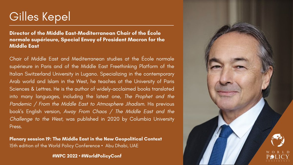 WorldPolicyConf's tweet photo. .@KepelGilles, Director of the Middle East-Mediterranean Chair of the @ENS_ULM, is speaking now.
Follow his intervention on our livestream ➡️⏺️https://t.co/zuVaZf0S4c
#WorldPolicyConf #worldpolicyconference #WPC2022 @IFRI_ https://t.co/i1Ivq7FXdp