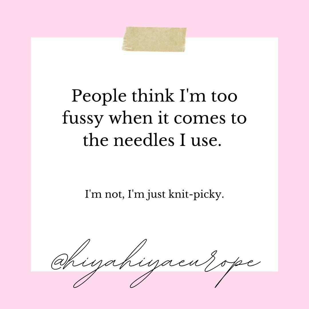 HiyaHiyaEurope's tweet photo. People think I'm too fussy when it comes to the needles I use. I'm not, I'm just knit-picky.
Anyone else?! 😅
#hiyahiyaeurope #hiyahiyaneedles #knittingaddict #yarn #crochet #yarnaddict #yarnlove #crocheting #knittersgonnaknit #knitter #knitwear #nevernotknitting #knitpicking https://t.co/OJkS03T55l