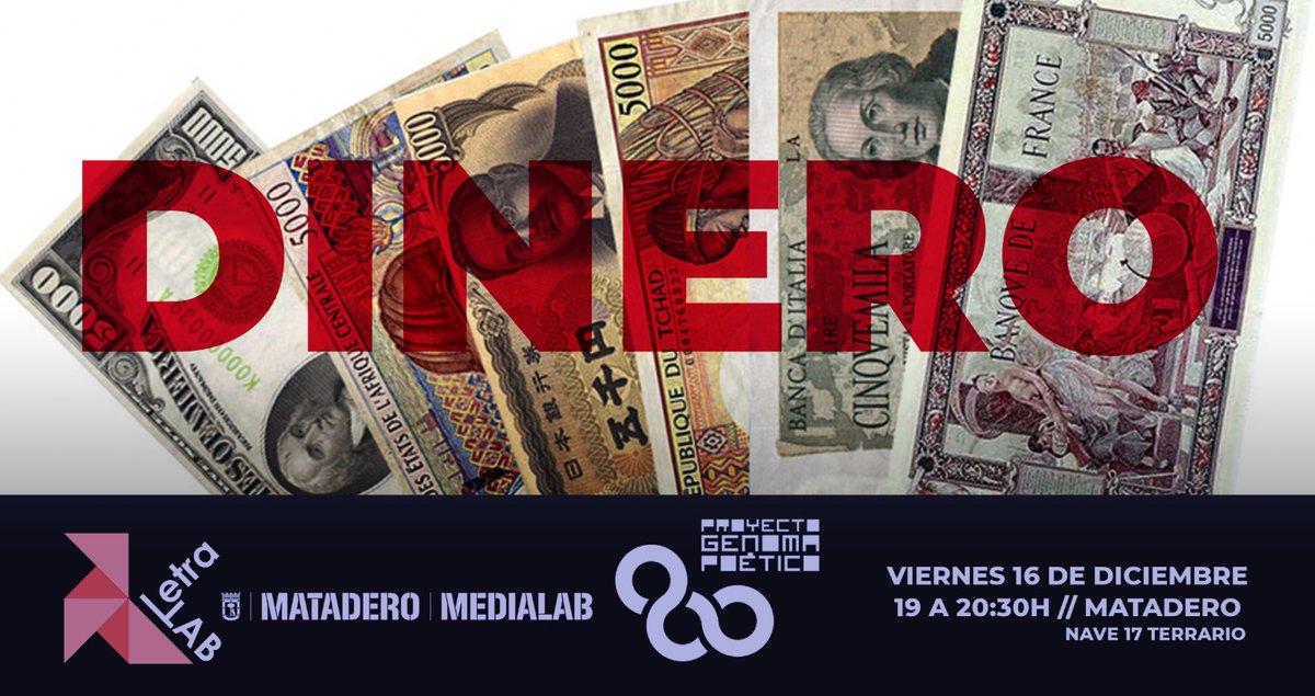 LetraLAB's tweet photo. Avance de la temática de la nueva sesión del grupo de trabajo #Letralab: "Dinero".
Nos vemos el próximo viernes 16 de diciembre a las 19:00h. https://t.co/9yzWXNy6AG