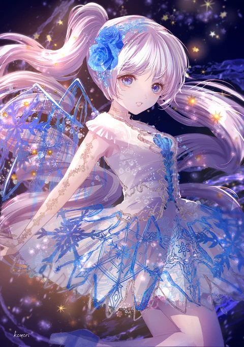 雪の結晶と星の妖精#イラスト #創作 