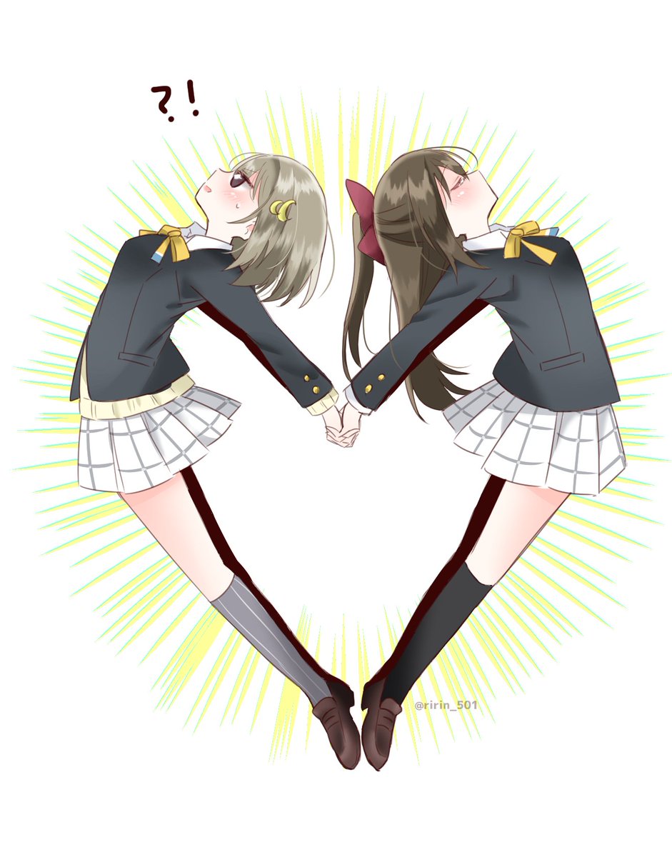 nakasu kasumi ,ousaka shizuku multiple girls 2girls brown hair school uniform nijigasaki academy school uniform short hair skirt  illustration images