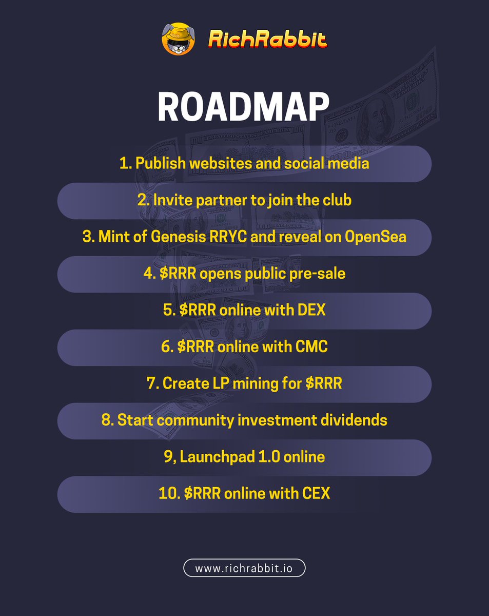 RichRabbit_RRR's tweet photo. ⛵Our near-term roadmap is released, check back for surprises! $RRR #RRYC https://t.co/xpLxeyHEgY