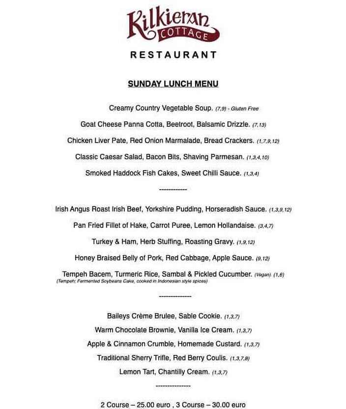 Check out our Sunday Lunch menu today - booking line 051 645110 ift.tt/tDsjvFx