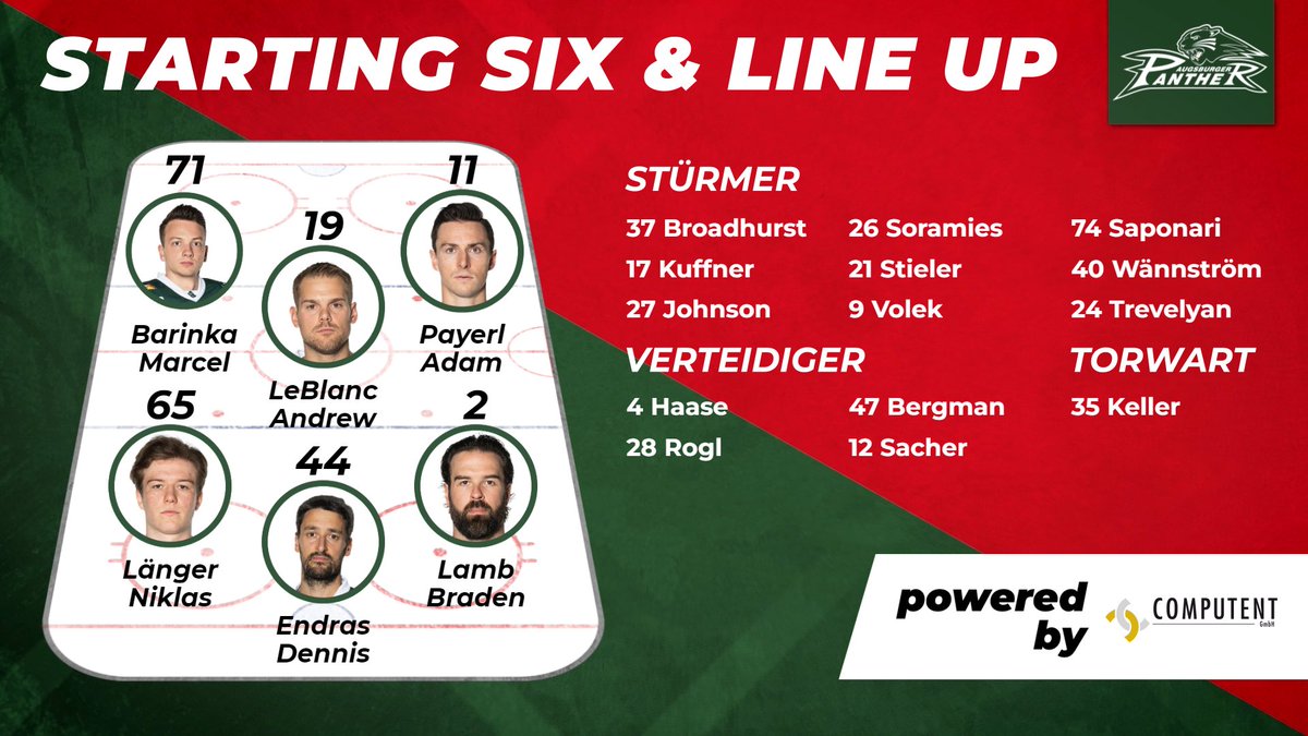 aevpanther's tweet photo. #AEVvsDEG
Blaz #Gregorc und Dave #Warsofsky fehlen weiter verletzt. Matt #Puempel ist nah dran an einer Rückkehr, wird heute allerdings noch nicht spielen. Michael #Clarke und Christian #Hanke sind überzählig. Ergo: Gleiches #LineUp wie am Freitag.
#NurDerAEV https://t.co/0CFdiCVXbA