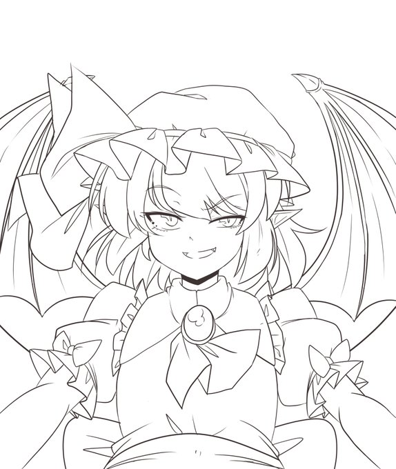 勢いで描いたレミリア途中経過。バックは月にする予定です。 