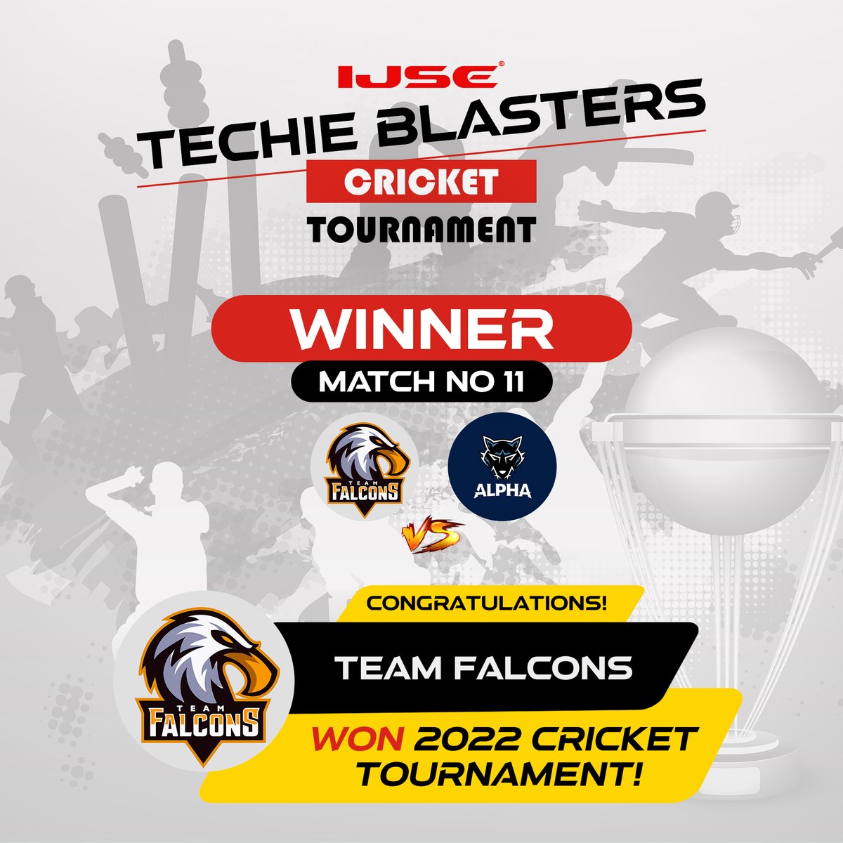 ijse_official's tweet photo. Warm Congratulations to the winner of the Techie Blaster Finals🏆🎉

#IJSE #cricket #tournament https://t.co/J1sQbtmse3