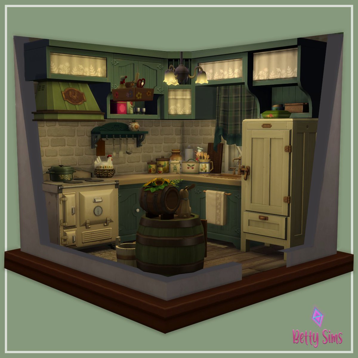 BettySims39's tweet photo. Day 11. Cottage Core
This kitchen is my entry for the #decbuild22 hosted by @sims4ideas
Hope you like it!
It's already available on the gallery
ID. BettySims39
#ShowUsYourBuilds #TheSims4 #SimsCreatorsCom @TheSimmersSquad @SimsCreatorsCom #BettySims39 https://t.co/JEjJ6FeRJt