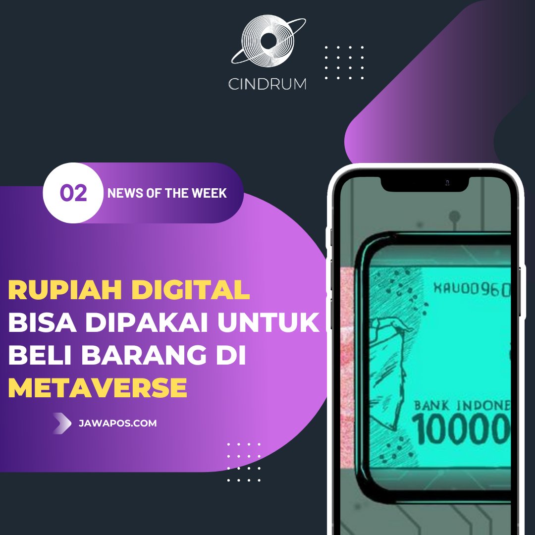 riotdarling_w3's tweet photo. Happy Weekend Cindrumthusiast!

Berikut adalah kumpulan berita menarik yang telah dirangkum dalam News of The Week ✨

Berita mana yang menarik perhatian kamu?

#CINDRUM #News #Binus #RupiahDigital #Metaverse #Genz #Meta https://t.co/tT4t5hiefN