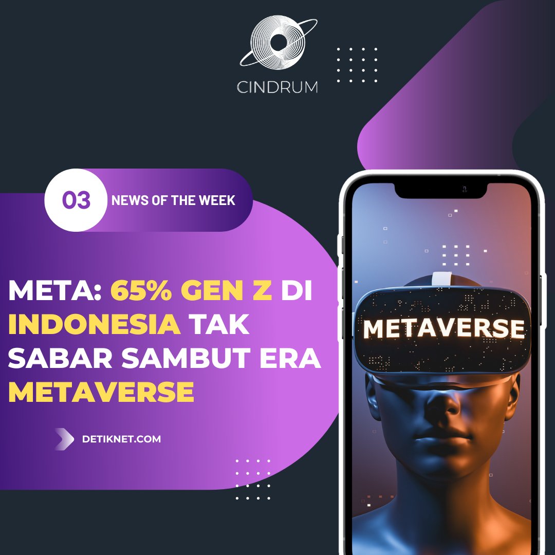 riotdarling_w3's tweet photo. Happy Weekend Cindrumthusiast!

Berikut adalah kumpulan berita menarik yang telah dirangkum dalam News of The Week ✨

Berita mana yang menarik perhatian kamu?

#CINDRUM #News #Binus #RupiahDigital #Metaverse #Genz #Meta https://t.co/tT4t5hiefN