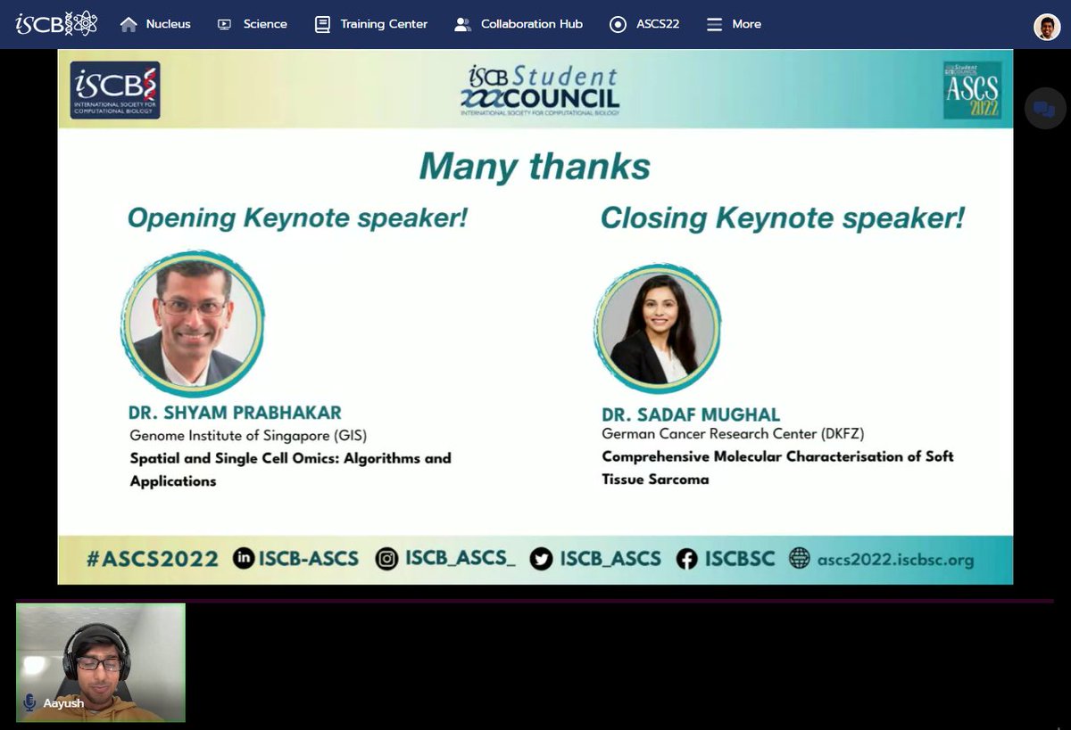 iscb_ascs's tweet image. We thank @shyam_lab (from @astar_gis) &amp;amp; @sadaf_mugh (from @DKFZ) for their fascinating keynotes. It&apos;s a great learning experience for us to hear from the experts in the field.

#ASCS2022 🤩