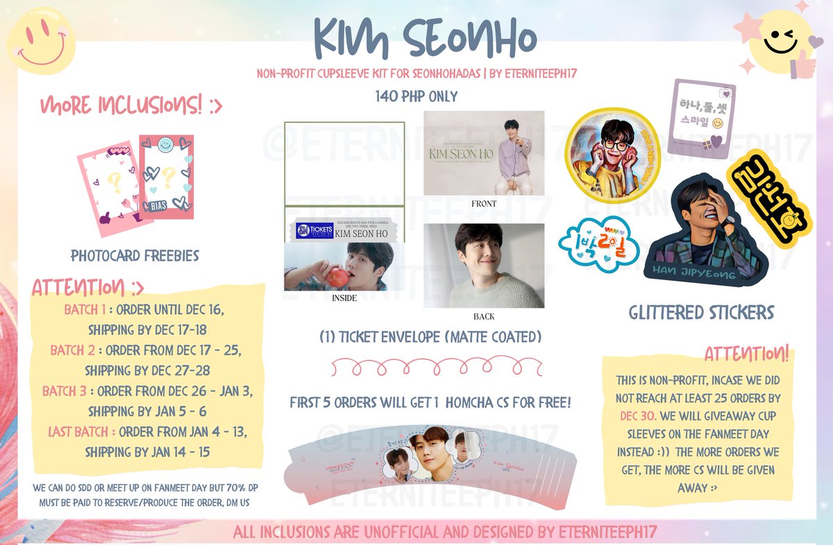 eterniteeph17's tweet photo. #ecphBentables 💝 (HELP RT)
KIM SEON HO CUPSLEEVE KIT FOR SEONHOHADAs💚
140 PHP only
- 3 Glittered Cup Sleeve
- Ticket envelope (coated)
- Glittered Sticker set
Photocard freebies
NON-PROFIT 🥳 WE WILL RAFFLE 1 GENAD #KIMSEONHOinMNL2023 TICKET IF WE REACH 25 ORDERS BY DEC30 🥳 https://t.co/kk5JecEfmP