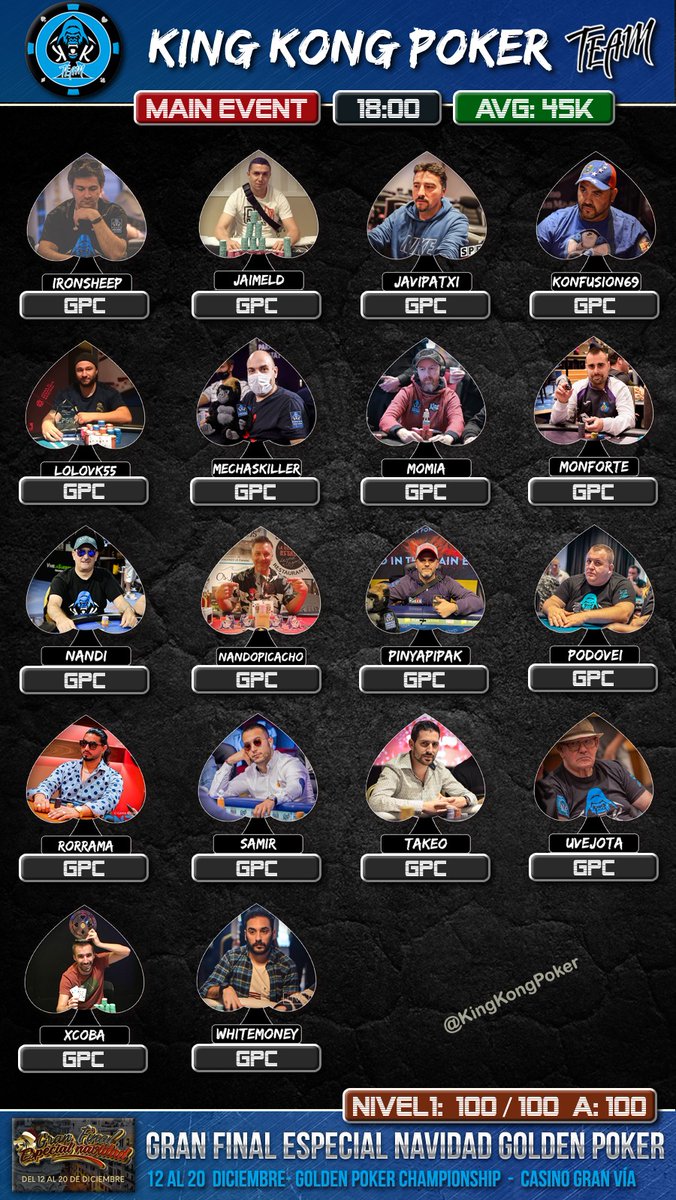 KingKongPoker's tweet photo. 🚨SORTEO GOLDEN KK 2/3🚨

Sorteamos una🎟️entrada al Golden Freeroll Caribe con 7.000€ en premios

1⃣ Ser🦍Kinkon premium
2⃣ Seguir a @goldengamesint y @KingKongPoker
3⃣ RT hasta 0:00h mencionando a tus 2 "caballitos" preferidos para ganar el Golden Main Event

GL #KinKones 🍀 https://t.co/TtjAQx4XLe